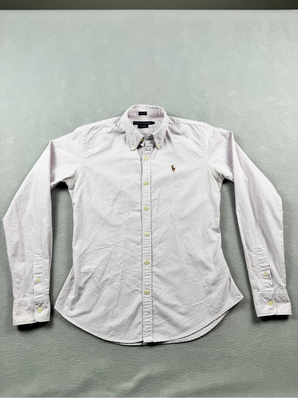 Ralph Lauren Slim Fit Lavender Striped Button Up Oxford Shirt Women 6 Long